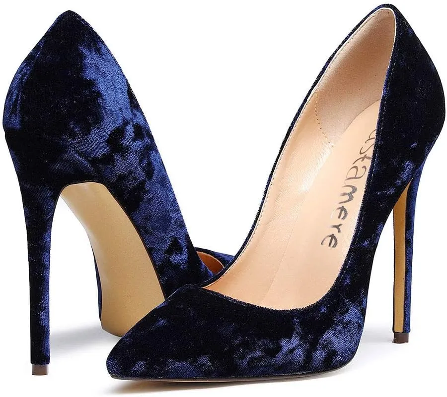 Castamere Womens High Heel Pumps Slip-on Pointy-Toe Elegant Stilettos Comfort Sexy Heel Shoes 4.7Inch Heels Black Lining