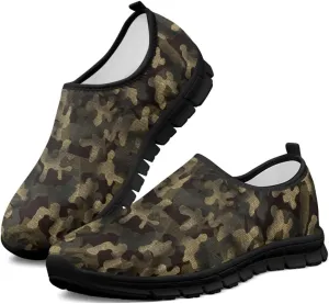Howilath Camo Print Slip on Loafers for Women Anti-Skid Running Sneakers Fashion Trekking Shoes for Travel Camping