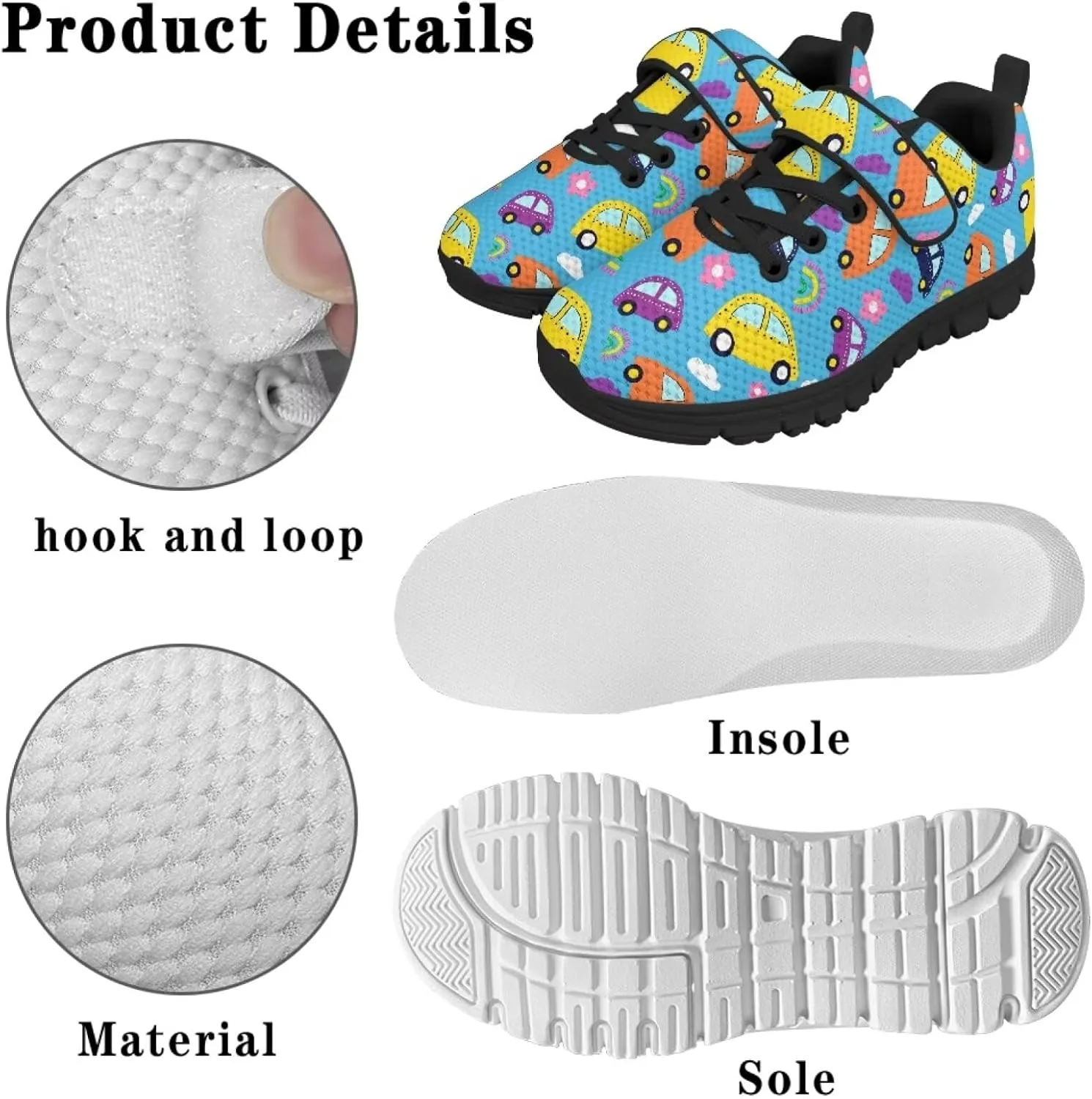 Unisex-Child Sneakers Anti-Skid Sports Shoes Kids One Strap Hook and Loop Sneakers for Camping Jogging