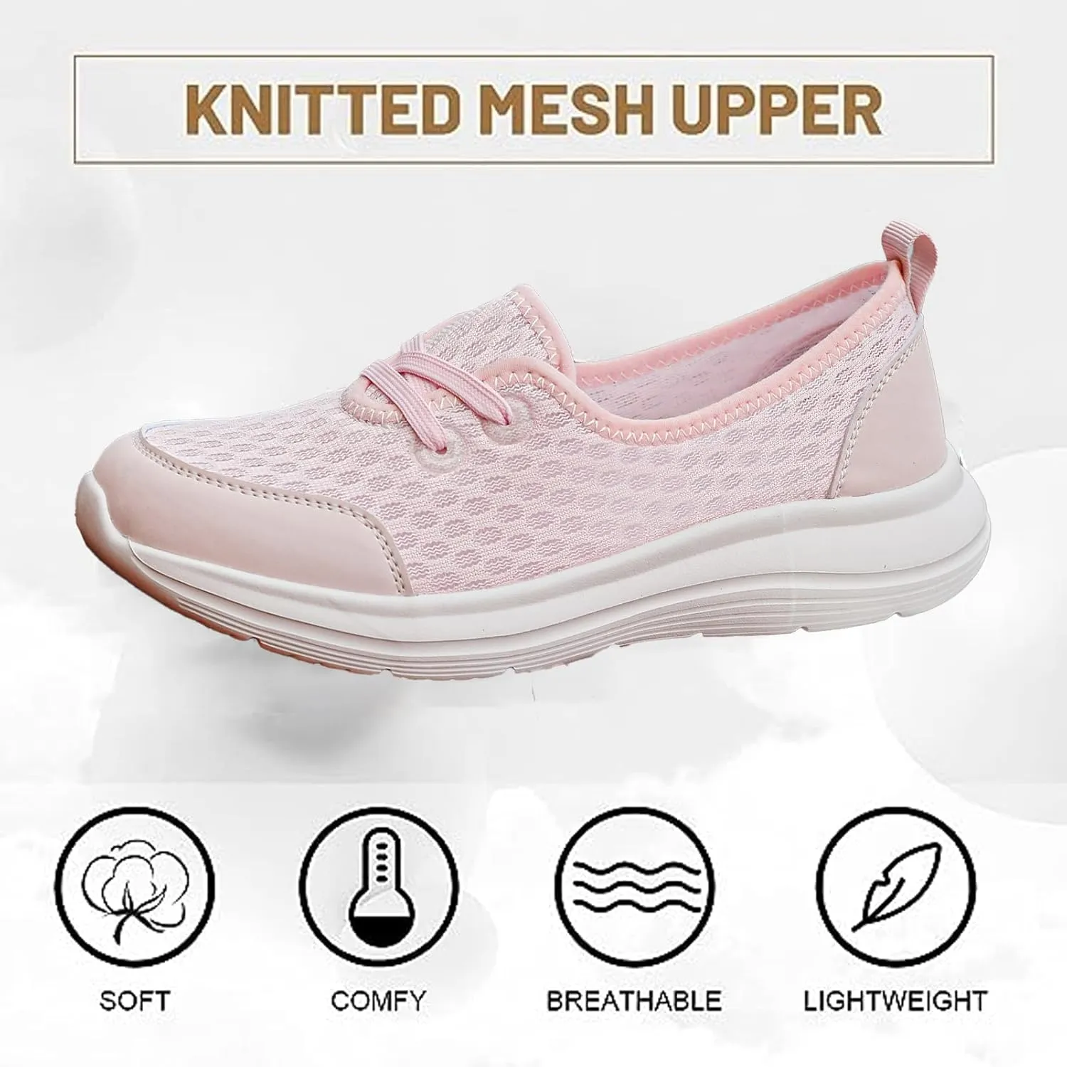 Women's Walking Shoes Soft Sole Mesh Shoe Comfortable Orthopedic Slip-on Breathable Flats Casual Nursing Orthotic Lightweight Shoes Walking Sneaker with Arch Support