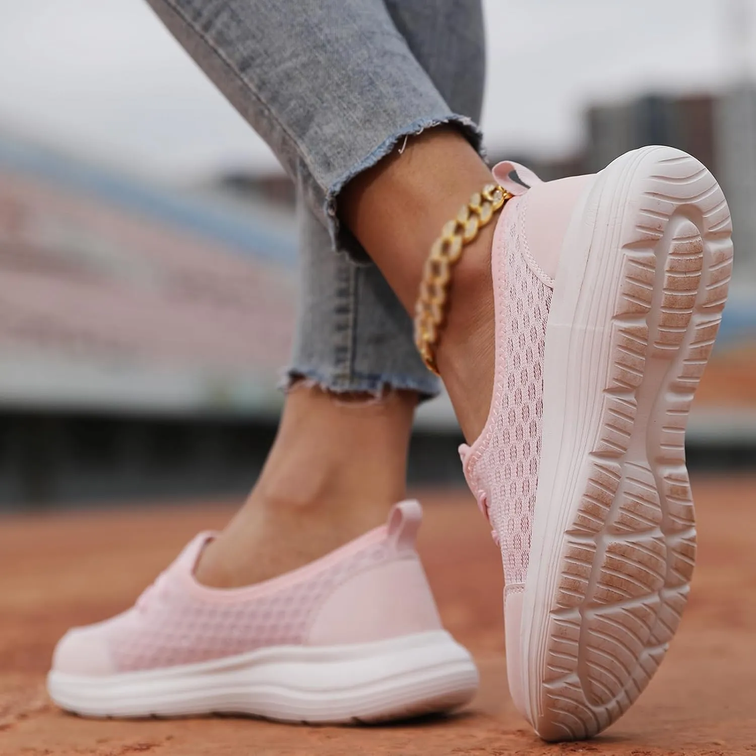 Women's Walking Shoes Soft Sole Mesh Shoe Comfortable Orthopedic Slip-on Breathable Flats Casual Nursing Orthotic Lightweight Shoes Walking Sneaker with Arch Support